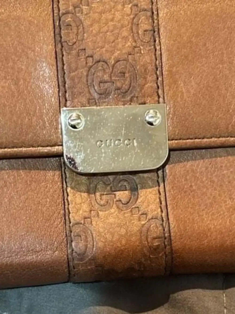 Gucci Brown Leather Guccissima Trim Flap Continental Wallet